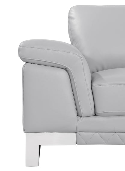 Three Piece Indoor Light Gray Italian Leather Six Person Seating Set