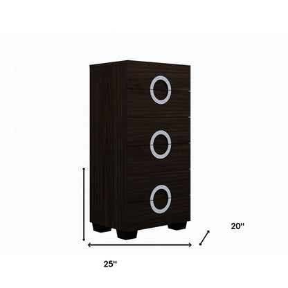 Cómoda estándar marrón de seis cajones de 25"
