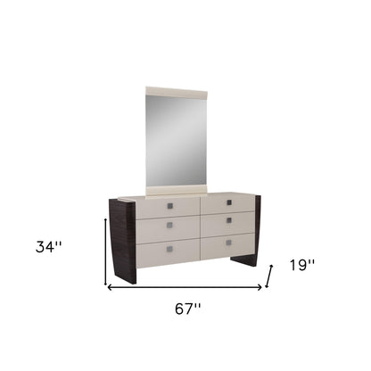 Cómoda beige refinado de 34" de alto brillo