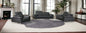 Three Piece Indoor Dark Gray Italian Leather Six Person Seating Set