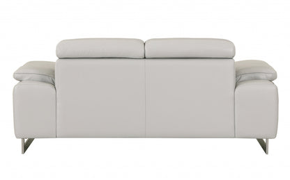 Three Piece Indoor Light Gray Italian Leather Six Person Seating Set