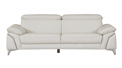 Three Piece Indoor White Italian Leather Six Person Seating Set
