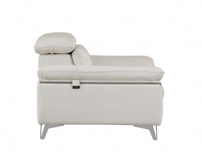 Three Piece Indoor White Italian Leather Six Person Seating Set