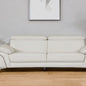 87" White Italian Leather Sofa With Silver Legs
