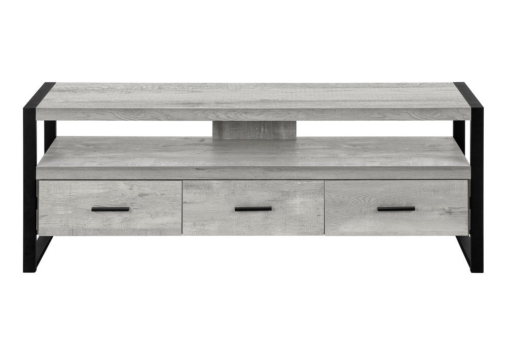 59" Brown and Black Cabinet Enclosed Storage TV Stand
