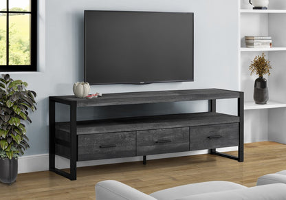 59" Brown and Black Cabinet Enclosed Storage TV Stand