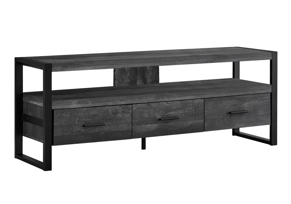 59" Brown and Black Cabinet Enclosed Storage TV Stand