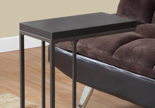 18.25" X 10.25" X 25.25" Cappuccino Particle Board Metal  Accent Table