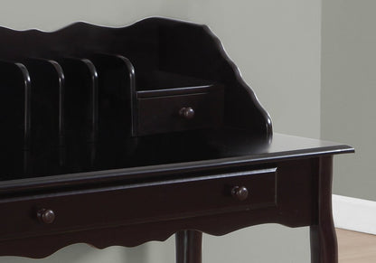 Escritorio para computadora de madera maciza marrón oscuro de 18" con tres cajones