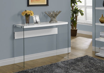 44" Gray And Clear Solid Console Table