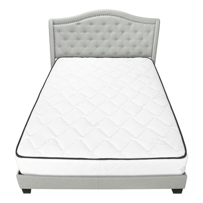 Light Gray and Gray Wood Tufted Upholstered Queen Bed Frame with Nailhead Trim