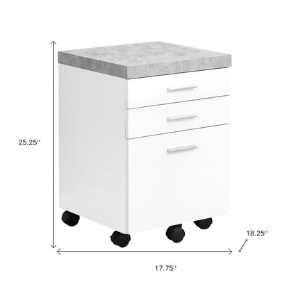 25" Gray Particle Board Filing Cabinet With Drawers
