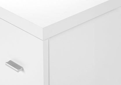 Gabinete de oficina de tablero de partículas blanco, con núcleo hueco y dos cajones, de 45 x 45 x 58 cm