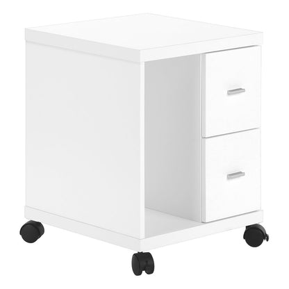 Gabinete de oficina de tablero de partículas blanco, con núcleo hueco y dos cajones, de 45 x 45 x 58 cm