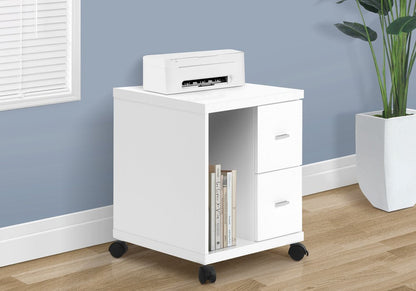 Gabinete de oficina de tablero de partículas blanco, con núcleo hueco y dos cajones, de 45 x 45 x 58 cm