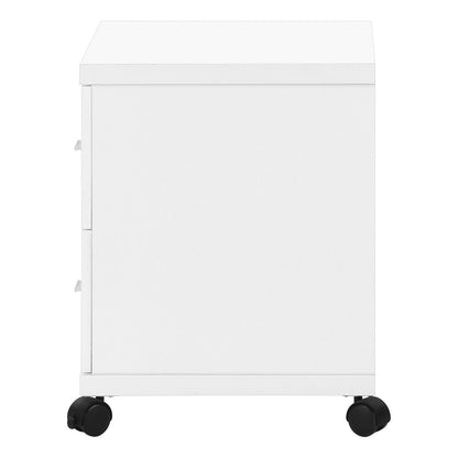 Gabinete de oficina de tablero de partículas blanco, con núcleo hueco y dos cajones, de 45 x 45 x 58 cm