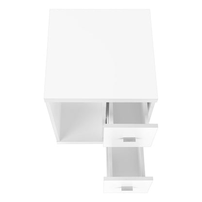 Gabinete de oficina de tablero de partículas blanco, con núcleo hueco y dos cajones, de 45 x 45 x 58 cm