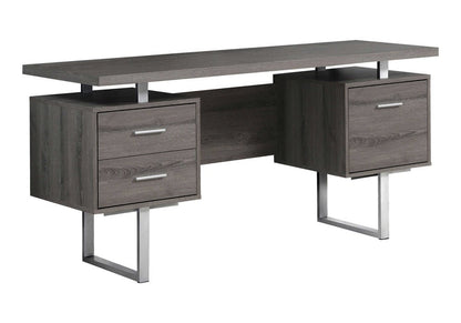 24" White and Silver Computer Desk With Three Drawers