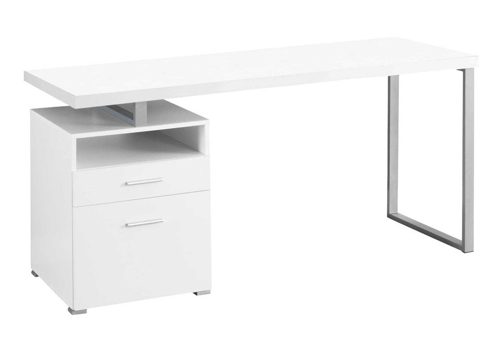 24" Dark Brown and Silver Computer Desk With Two Drawers