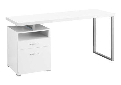 24" Dark Brown and Silver Computer Desk With Two Drawers