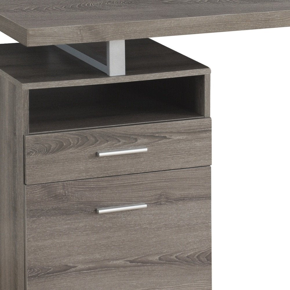 24" Dark Brown and Silver Computer Desk With Two Drawers