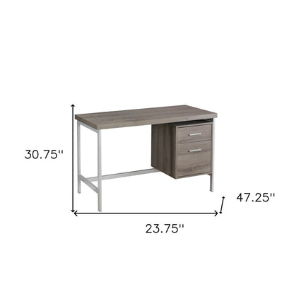 24" White and Silver Computer Desk With Two Drawers
