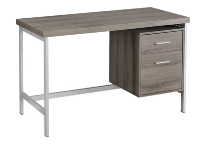 24" White and Silver Computer Desk With Two Drawers
