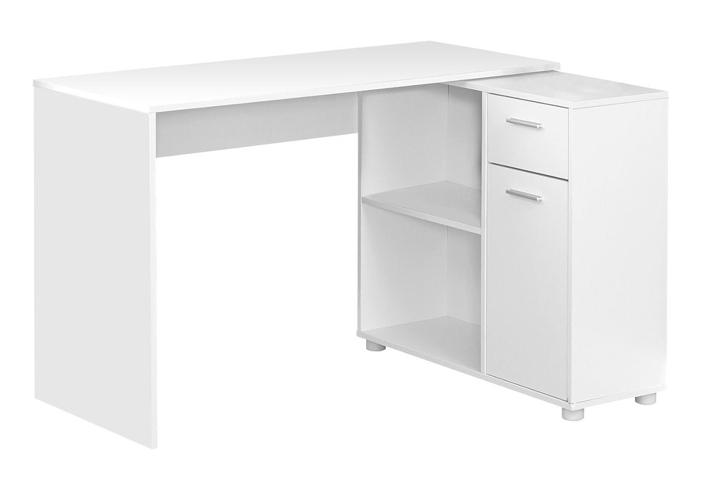 Escritorio para computadora en forma de L de 34" con dos cajones, color gris