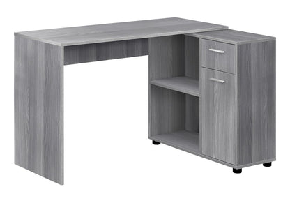 Escritorio para computadora en forma de L de 34" con dos cajones, color gris