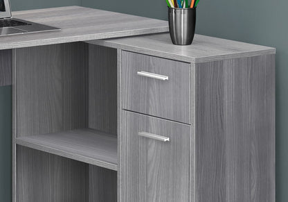 Escritorio para computadora en forma de L de 34" con dos cajones, color gris