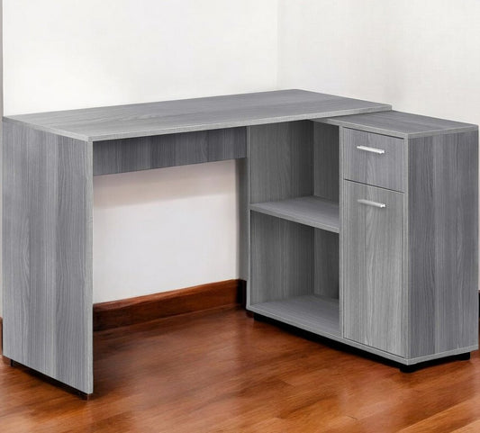 Escritorio para computadora en forma de L de 34" con dos cajones, color gris