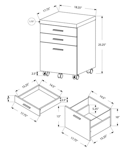 25" Brown Particle Board and Wood Filing Cabinet With Drawers