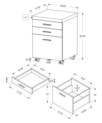 25" Brown Particle Board and Wood Filing Cabinet With Drawers