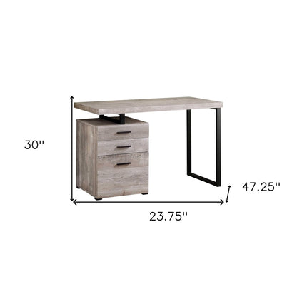 24" Brown and Black Computer Desk With Three Drawers