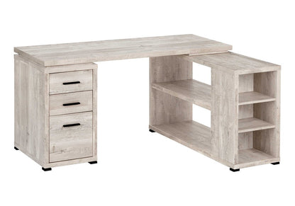 47" Taupe L Shape Computer Desk With Three Drawers