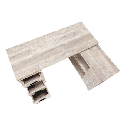 47" Taupe L Shape Computer Desk With Three Drawers
