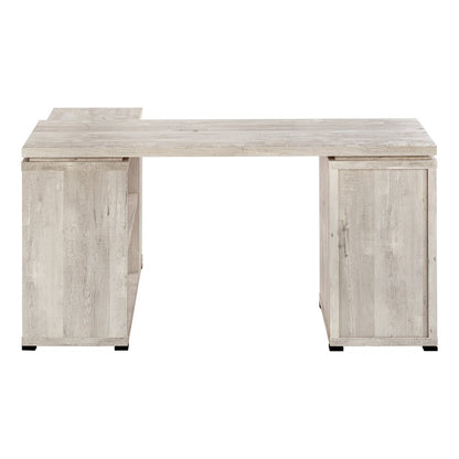 47" Taupe L Shape Computer Desk With Three Drawers