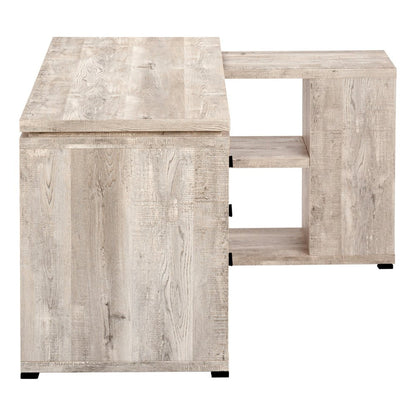 47" Taupe L Shape Computer Desk With Three Drawers