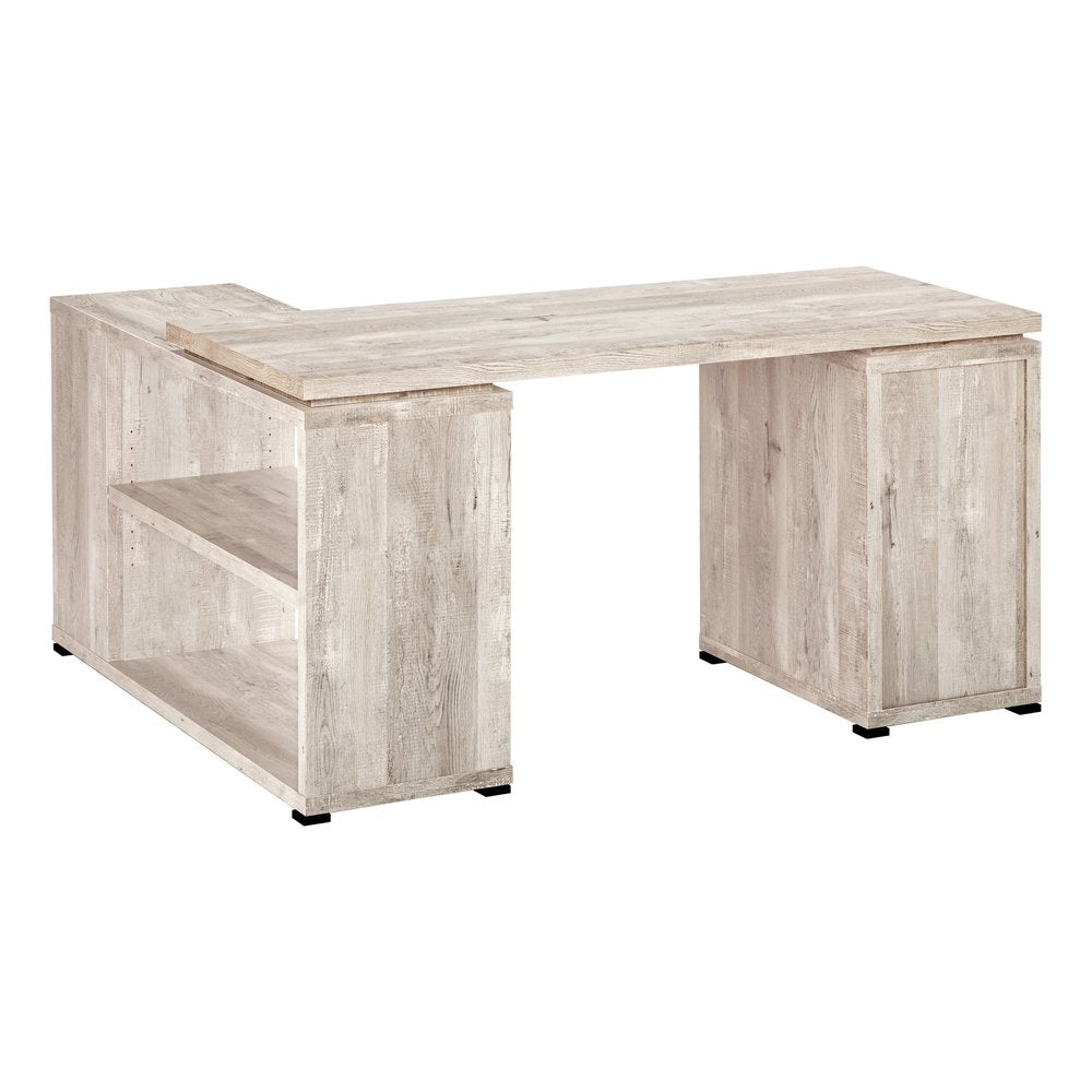 47" Taupe L Shape Computer Desk With Three Drawers