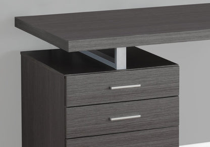 Escritorio para computadora de 24" gris y plateado con tres cajones