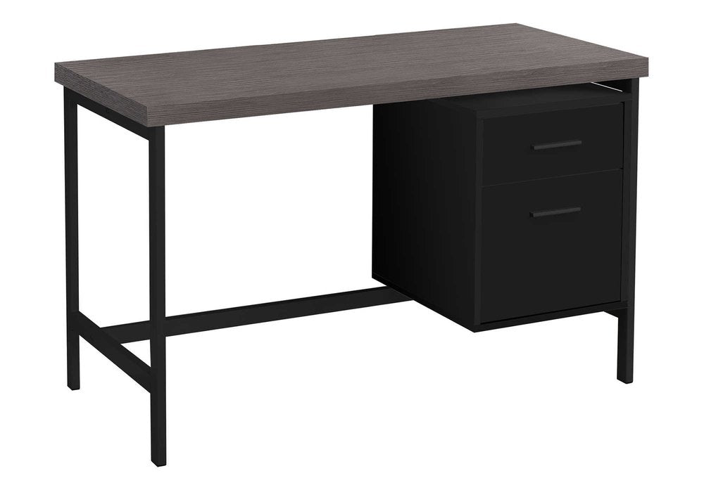 24" White and Silver Computer Desk With Two Drawers