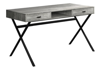 24" Gray and Black Computer Desk With Two Drawers