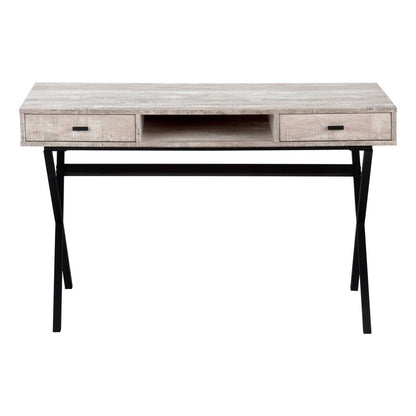 24" Gray and Black Computer Desk With Two Drawers