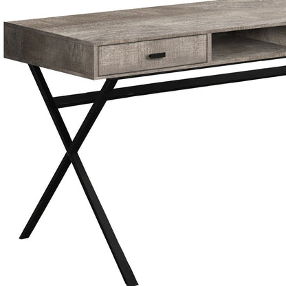 24" Gray and Black Computer Desk With Two Drawers