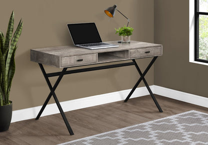 24" Gray and Black Computer Desk With Two Drawers