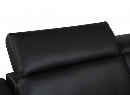 Conjunto de asientos para cinco personas en cuero italiano negro de dos piezas para interiores