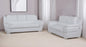 Two Piece Indoor White Genuine Leather Five Person Seating Set