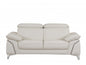 Two Piece Indoor White Italian Leather Five Person Seating Set