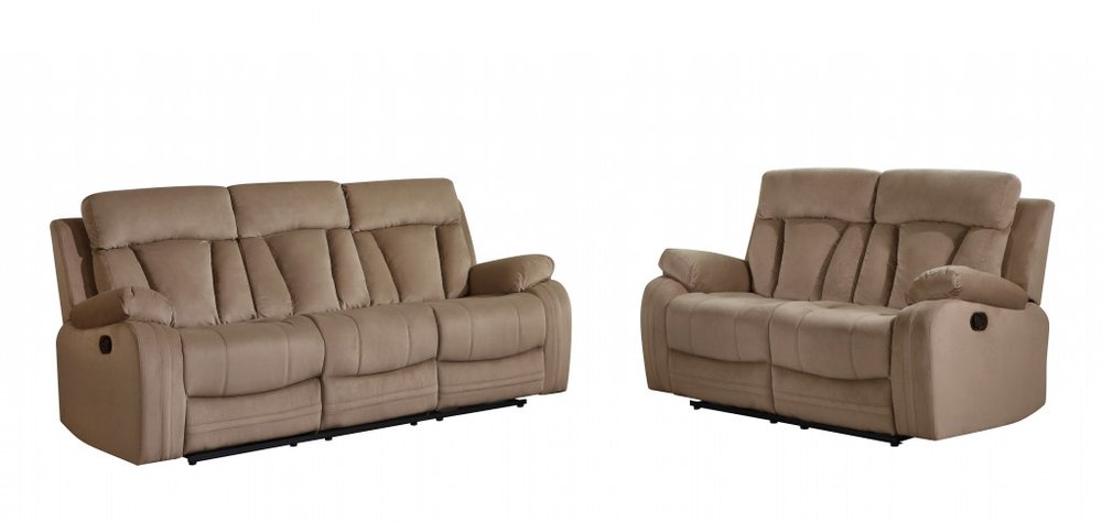 Conjunto de asientos para cinco personas en dos piezas de microfibra beige para interiores