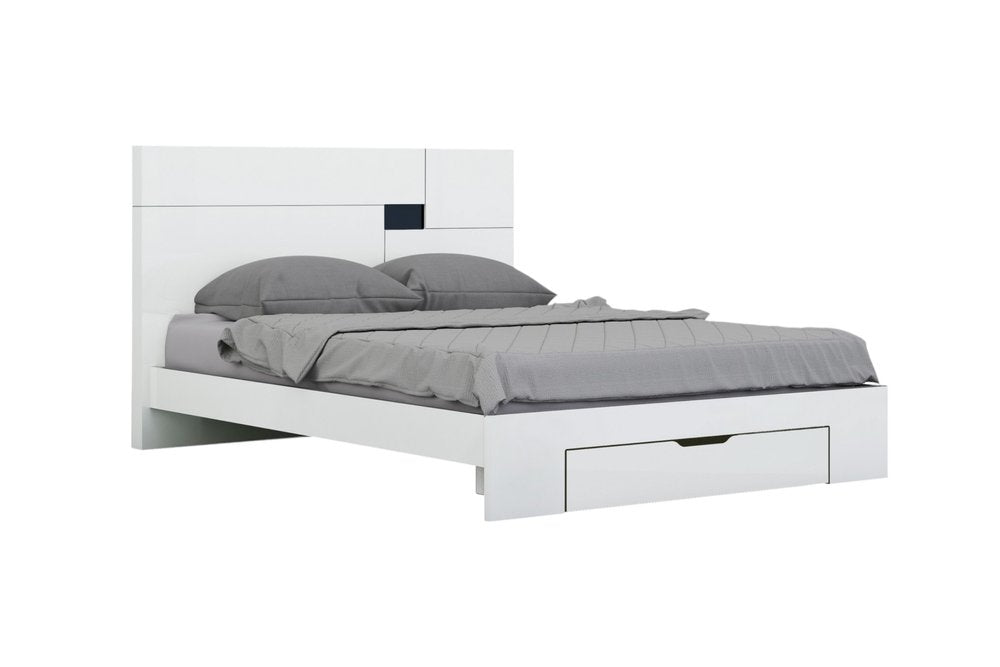 Juego de dormitorio de cuatro piezas de madera maciza blanca con espejo